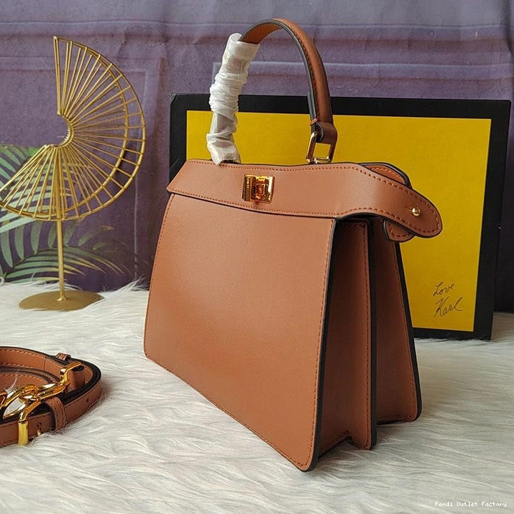 HOT Fendi Petite Nappa In Bag Leather Brown Peekaboo ISeeU 0801
